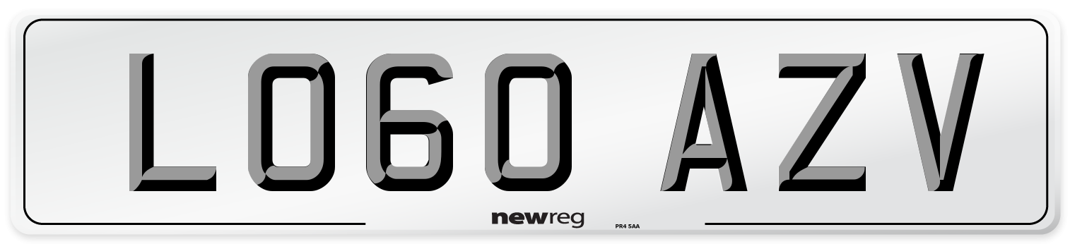 LO60 AZV Number Plate from New Reg